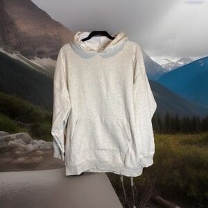 Fabletics Hoodie Fleece Lined Pullover Cream Heathered Cozy Athleisure Size S